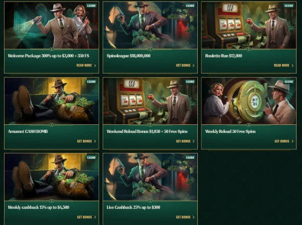 Spybet Promotions page Spybet Casino promotions page showing the welcome package, weekend reload, weekly free spins, weekly cashback, and live casino cashback offers.
