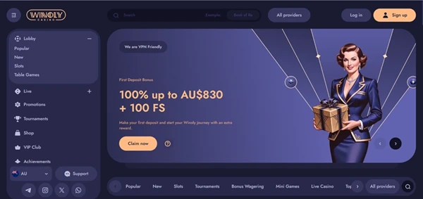 Winoly Casino Home Page