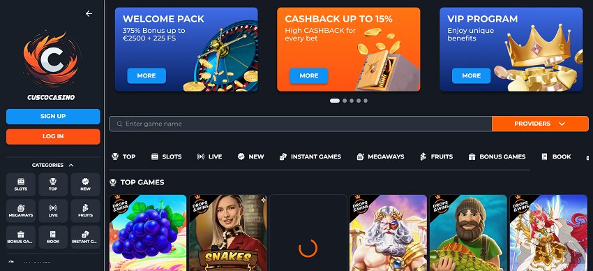Cusco Casino Home Page