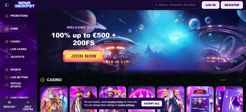 NovaJackpot Casino Home Page