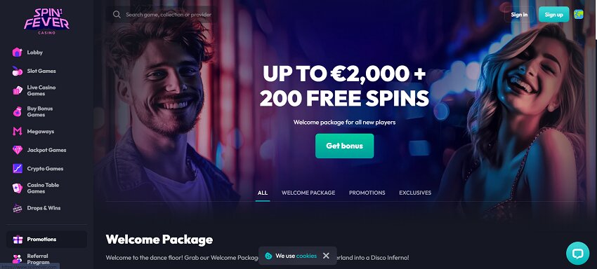 Spinfever Casino Home Page