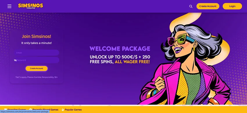 Simsinos Casino Home Page