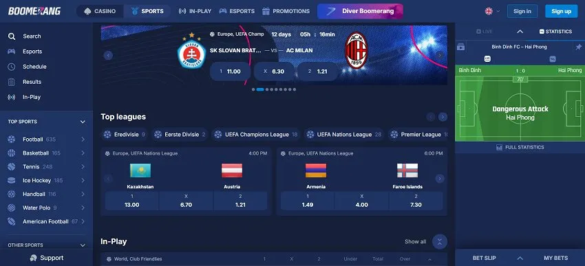 BoomerangBet Casino Home Page