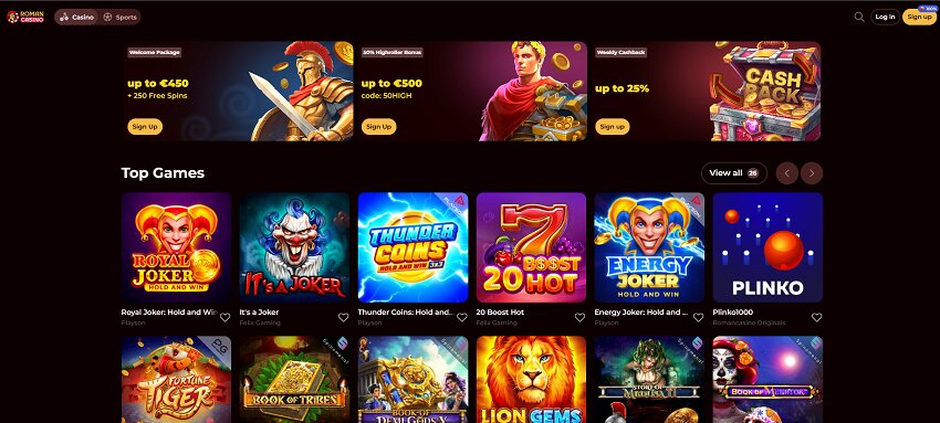 Roman Casino Home Page