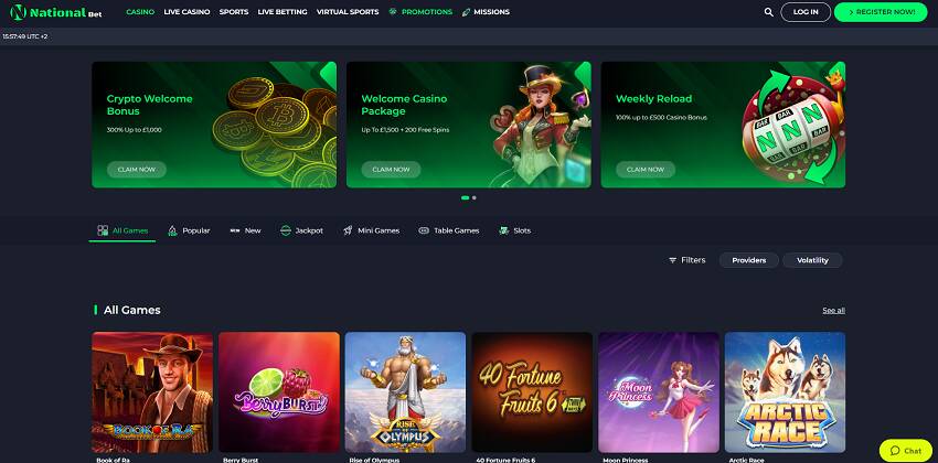 Nationalbet Casino Home Page