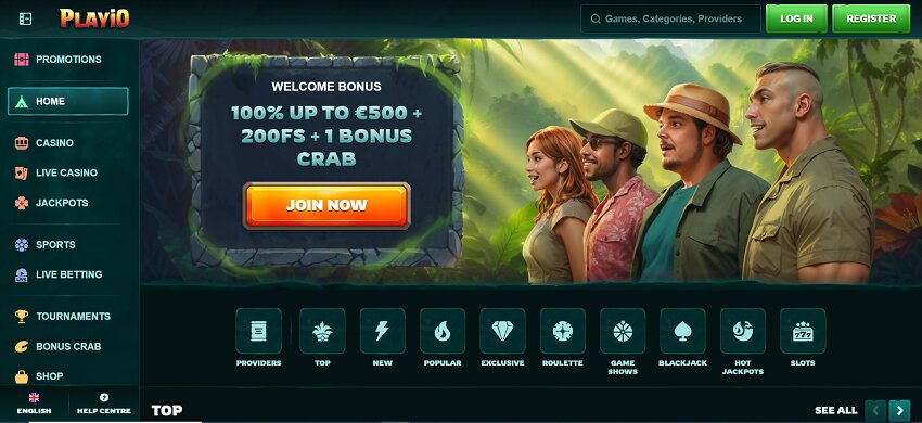 Playio Casino Home Page