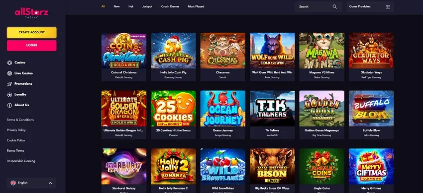 AllStarz Casino Home Page AllStarz Casino Home Page
